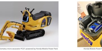 Electrical compact excavators from Honda and Komatsu