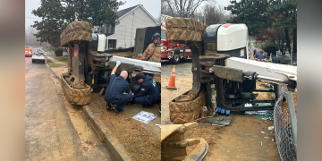 Mini excavator guidelines over in Arlington, in short trapping, injuring 1 individual