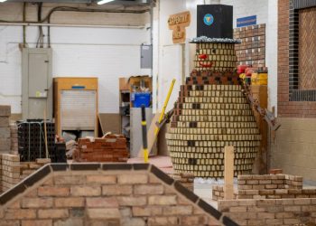 Malvern scholars construct brick snowman Malvern scholars construct brick snowman