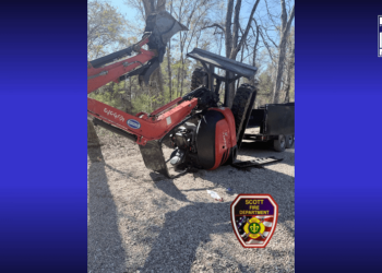 Guy rescued from beneath mini excavator in Scott Guy rescued from beneath mini excavator in Scott