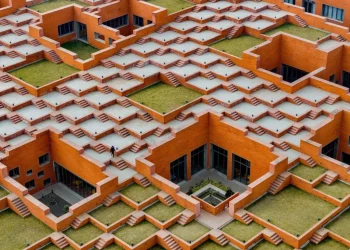 A terraced campus design impressed through ancient stepwells