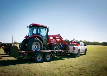 Towing a Automobile on a Flatbed Trailer Towing a Automobile on a Flatbed Trailer