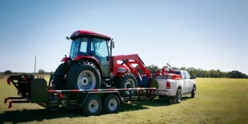 Towing a Automobile on a Flatbed Trailer