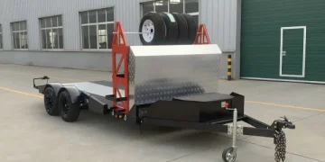 Automobile Trailer with Tire Rack for Higher Loading, Garage, and Day-to-day Hauling