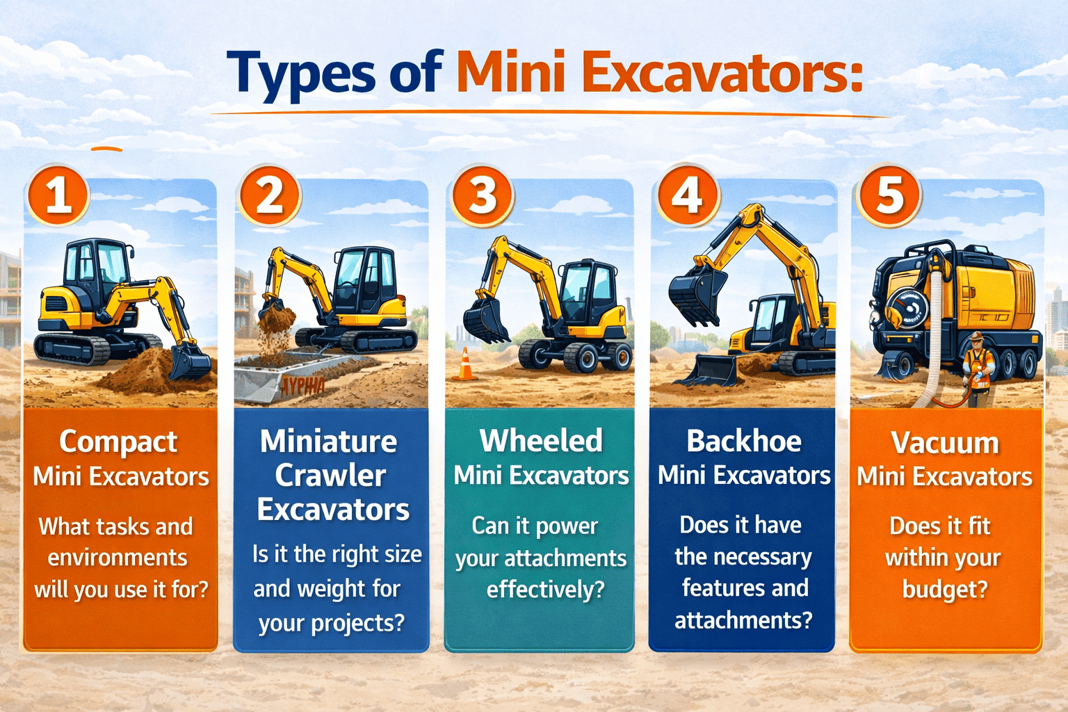 types of mini excavators2 - Machinery Asia Kinds of Mini Excavators